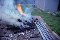 Blacksmith`s forge flame on the backyard Royalty Free Stock Photo