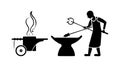Blacksmith Silhouette Working Forge Anvil, vector design Generative AI Royalty Free Stock Photo