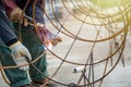 Blacksmith Technicians are welding several curve wires to form a structure