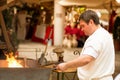 Blacksmith at work for a recreational history in Merida Spain