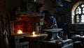 Blacksmith working forge, showcasing craft, industry, and traditional skills, Stock Photo, Generative AI