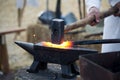 Blacksmith working hot iron