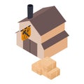 Blacksmith workshop icon isometric vector. Blacksmith building and postal parcel