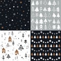 Christmas pattern set and vector illustration Royalty Free Stock Photo