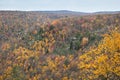 Blackwater Falls State Park covered in trees under a cloudy sky in autumn in West Virginia Royalty Free Stock Photo