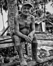 Blackwhite Potrait Oldman Batam Indonesia