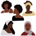 African american faceless female portrait. Clipart for, banner, poster, flyer, greeting card, web design, print design.