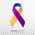 Bladder Cancer Awareness Month. Marigold And Blue And Purple Color Ribbon Isolated On Transparent Background. Vector Design