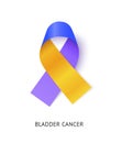 Bladder cancer awareness ribbon vector realistic illustration