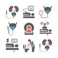 Bladder Cancer icons set. Symptoms, Causes, Treatment. Vector signs for web graphics.