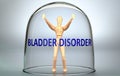 Bladder disorder can separate a person from the world and lock in an isolation that limits - pictured as a human figure locked