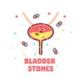 Bladder stones cartoon icon