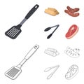 Blade kitchen, firewood, sausages and other for barbecue.BBQ set collection icons in cartoon,outline style vector symbol Royalty Free Stock Photo