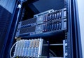Blade server server equipment rack data center closeup Royalty Free Stock Photo