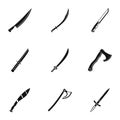 Bladed weapon icon set, simple style