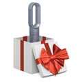 Bladeless air fan inside gift box, present concept. 3D rendering Royalty Free Stock Photo
