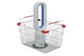 Bladeless air fan inside shopping basket, 3D rendering Royalty Free Stock Photo