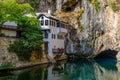 Blagaj Tekke and Buna River Spring in Mostar, Bosnia and Herzegovina Royalty Free Stock Photo