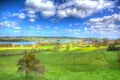 Blagdon Lake Somerset in Chew Valley in colourful HDR Royalty Free Stock Photo