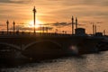 Blagoveschensky Bridge, St. Petersburg city of Russia. Summer sunset, evening. Royalty Free Stock Photo