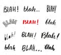 Blah, blah words hand written set vector illustration on white background.