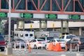 BLAINE, WA - AUGUST 8, 2017: Canada-USA border with car traffic.