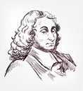 Blaise Pascal vector sketch illustration portrait Royalty Free Stock Photo