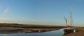 Blakney marshes panorama with sailing bardge