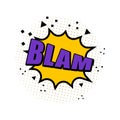 Blam expression sign at comic speech bubble icon