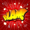 Blam illustration - yellow and orange text, red background Royalty Free Stock Photo