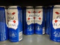 1664 Blanc logo on beer cans for sale in a store in Belgrade.