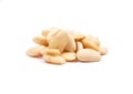 Blanched almonds on white