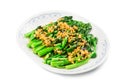 Blanched Chinese Choy Sum vegetable with garlic oil dish