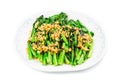 Blanched Chinese Choy Sum vegetable with garlic oil dish