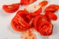 Blanched tomatoes on white. Finely Chopped Tomatoes