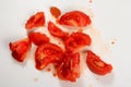 Blanched tomatoes on white. Finely Chopped Tomatoes