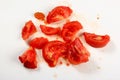 Blanched tomatoes on white. Finely Chopped Tomatoes