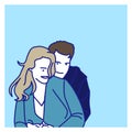 Fashionable Young Couple relationship , illustration