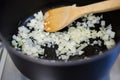 Blanching white onion Royalty Free Stock Photo
