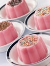 Blancmange with different toppings