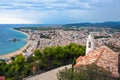 Blanes beach and Sa Palomera rock, Catalonia, Spain Royalty Free Stock Photo