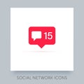 Social network app icon. UX UI design tooltip element. Instagram notification vector icon.