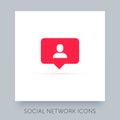 Social network app icon. UX UI design tooltip element. Instagram notification vector icon.