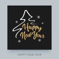 Happy New Year typography lettering. Cretaive greeting card design.