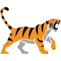 Tiger drawing for the kids, roar of tiger, wildlife or wild animal, the sign of power and danger