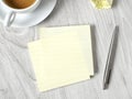 Blank adhesive note on desk Royalty Free Stock Photo