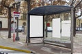 Blank advertisement in a bus shelter Royalty Free Stock Photo