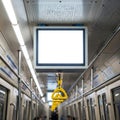 Blank Advertisement Screen in Subway Car - Public Transportation Interior Royalty Free Stock Photo