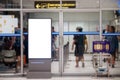 Blank advertising billboard at airport. Royalty Free Stock Photo