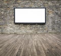 Blank advertising billboard on a brick wall Royalty Free Stock Photo